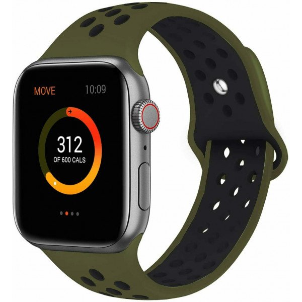 Wholesale Breathable Sport Strap Wristband Replacement for Apple Watch Series 9/8/7/6/5/4/3/2/1/SE - 41MM/40MM/38MM (Dark Green)